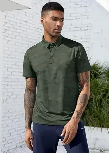 Derminpro Men’s Camo Golf Shirts Moisture Wicking Short/Long Sleeve Dry Fit Golf Polos - 2