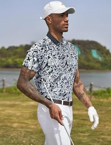 Derminpro Men’s Camo Golf Shirts Moisture Wicking Short/Long Sleeve Dry Fit Golf Polos - DERMINPRO (1)