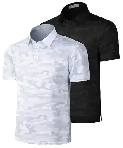 Derminpro Men’s Camo Golf Shirts Moisture Wicking Short/Long Sleeve Dry Fit Golf Polos - DERMINPRO