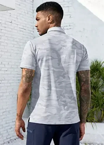 Derminpro Men’s Camo Golf Shirts Moisture Wicking Short/Long Sleeve Dry Fit Golf Polos - 3