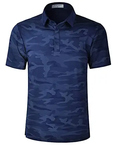 Derminpro Men’s Camo Golf Shirts Moisture Wicking Short/Long Sleeve Dry Fit Golf Polos 