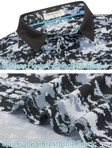 Derminpro Men’s Camo Golf Shirts Moisture Wicking Short/Long Sleeve Dry Fit Golf Polos - 4