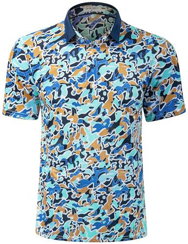 Derminpro Men’s Camo Golf Shirts Moisture Wicking Short/Long Sleeve Dry Fit Golf Polos - 1