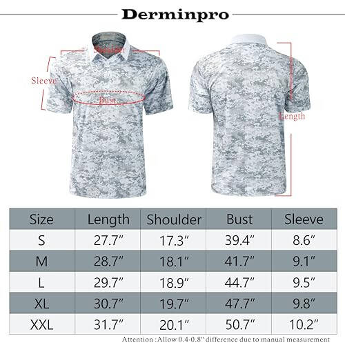 Derminpro Men’s Camo Golf Shirts Moisture Wicking Short/Long Sleeve Dry Fit Golf Polos - 7