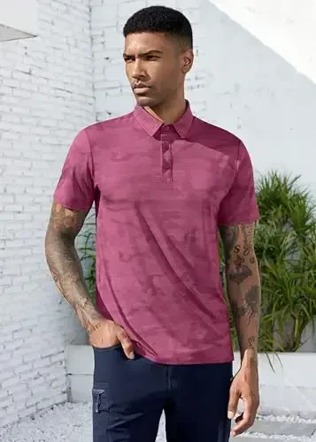 Derminpro Men's Camo Golf Shirts Moisture Wicking Short/Long Sleeve Dry Fit Golf Polos - 3