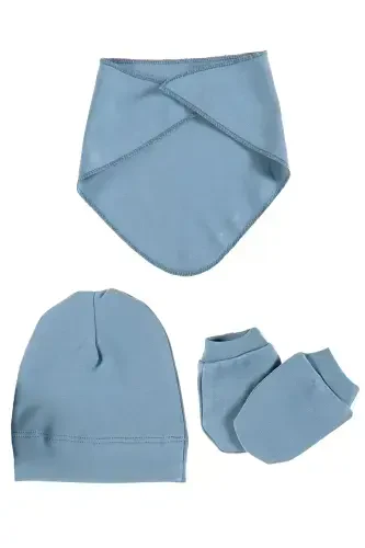 Derry Unisex 9 Pieces Hospital Outing Set Organic Cotton Newborn Set - Blue-Blue - 7