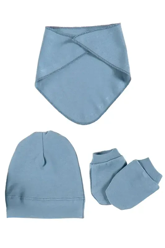 Derry Unisex 9 Pieces Hospital Outing Set Organic Cotton Newborn Set - Blue-Blue - 7