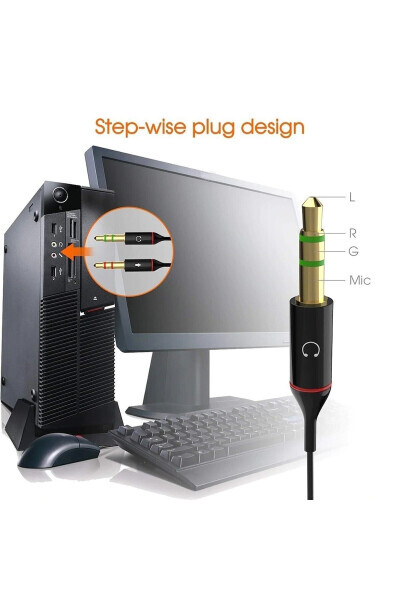 Derwell 3.5 Mm Aux Headphone Microphone Converter Combiner Cable Adapter - ŞHN'SHOPPING (1)