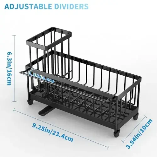 Держатель для губки Cisily для кухонной раковины с вешалкой для полотенец, органайзер для раковины с держателем для кухонной высокой щетки, органайзер из нержавеющей стали 304, разделитель для посуды, хранилище для дозатора мыла - 3