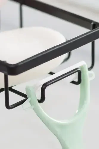 Держатель для губки и мыла из нержавеющей стали, крепится к кухонному/ванному смесителю. - 5