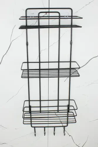 Держатель для полотенец, липкий, нержавеющая сталь, термопластиковое покрытие, угловой душ-полка для ванной комнаты, мыльница - 5