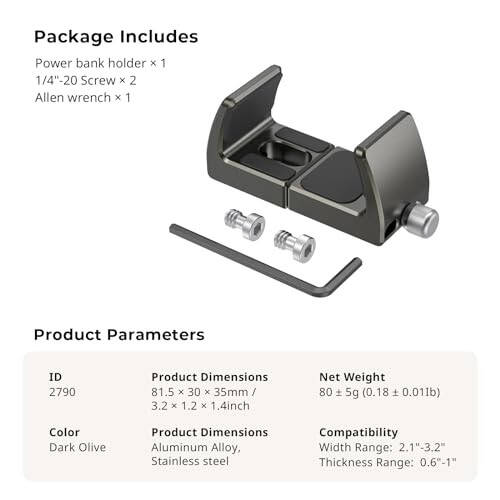 Держатель для повербанка SmallRig, зажим для крепления повербанка к камере, совместимый с повербанками шириной 2,1