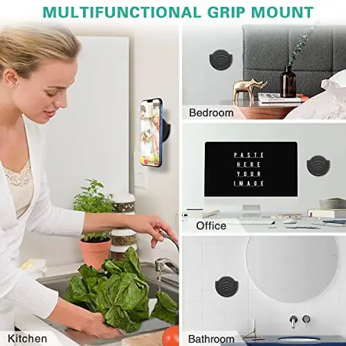 Держатель для телефона Pop-Tech Car Grips, 2 шт., для пользователей с складной рукояткой / сокетом, с 3M клейкой лентой, для использования на приборной панели, дома, столе, стене - черный - 7