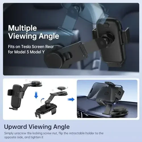 Держатель для телефона Syncwire для универсальной панели приборов и экрана Tesla, [Сверхстабильный] держатель для телефона в автомобиле, складная алюминиевая рука, держатель для телефона в автомобиле для iPhone 15 Pro Max 14 13 12 11 и всех телефонов - 5