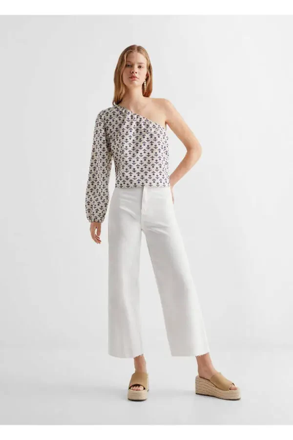 Desenli Asimetrik Bluz - 2