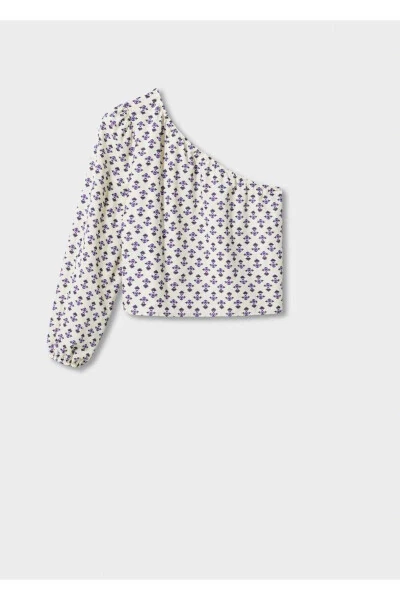 Desenli Asimetrik Bluz - 3