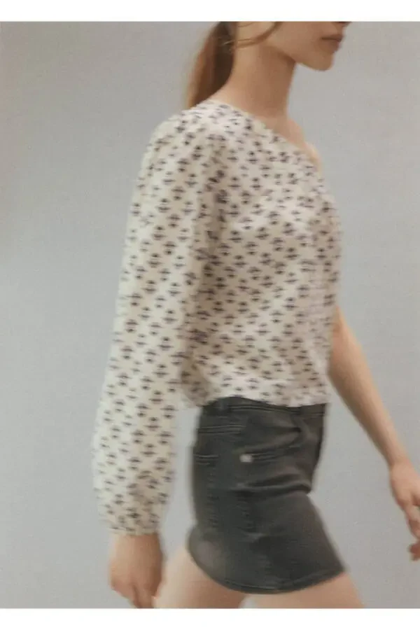 Desenli Asimetrik Bluz - 5