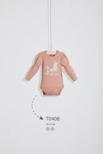 Desenli Çıtçıtlı Bebek Body - Pembe - 3