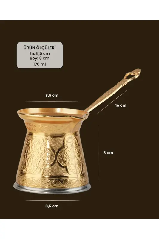 Desenli Döküm Cezve 4 Kişilik- İndüksiyonlu Ocaklara Uyumlu 170 Ml-Altın - 4