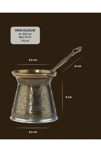 Desenli Döküm Cezve 4 Kişilik- İndüksiyonlu Ocaklara Uyumlu 170 Ml-Antik Sarı - 3