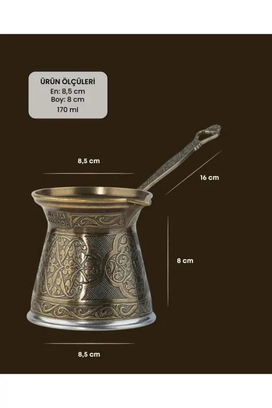 Desenli Döküm Cezve 4 Kişilik- İndüksiyonlu Ocaklara Uyumlu 170 Ml-Antik Sarı - 3