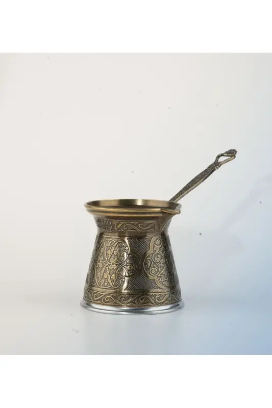 Desenli Döküm Cezve 4 Kişilik- İndüksiyonlu Ocaklara Uyumlu 170 Ml-Antik Sarı - 5