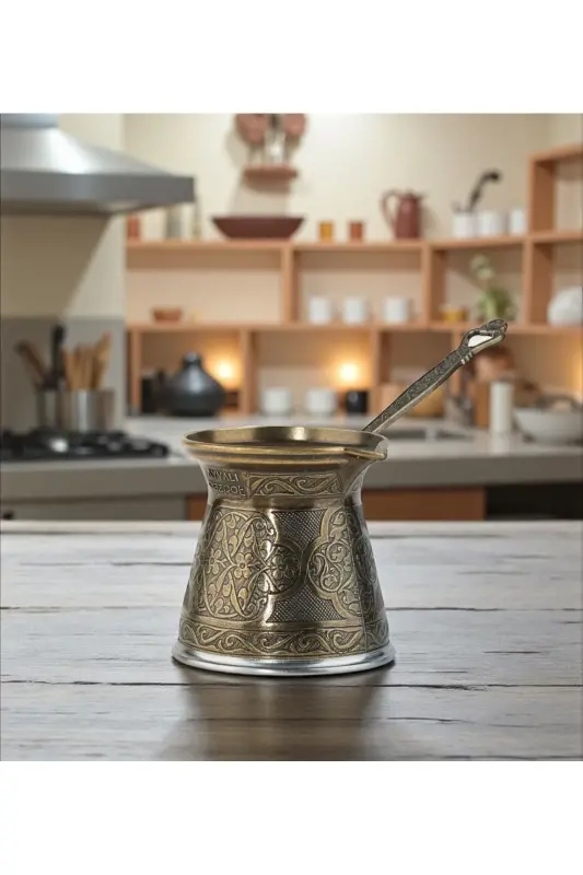 Desenli Döküm Cezve 4 Kişilik- İndüksiyonlu Ocaklara Uyumlu 170 Ml-Antik Sarı - 7