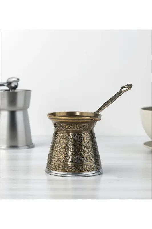 Desenli Döküm Cezve 4 Kişilik- İndüksiyonlu Ocaklara Uyumlu 170 Ml-Antik Sarı - 8