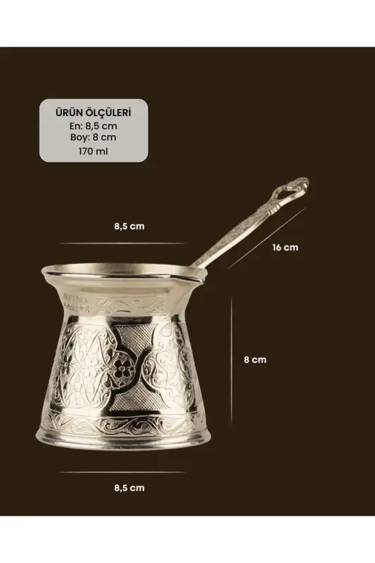 Desenli Döküm Cezve 4 Kişilik- İndüksiyonlu Ocaklara Uyumlu 170 Ml-Gümüş - 4