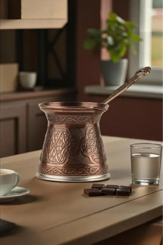 Desenli Döküm Cezve 4 Kişilik- İndüksiyonlu Ocaklara Uyumlu 170 Ml - bakır - 2