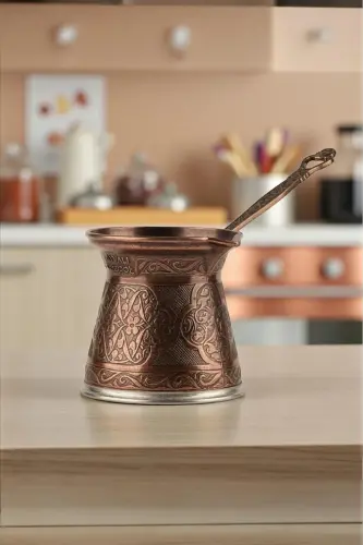 Desenli Döküm Cezve 4 Kişilik- İndüksiyonlu Ocaklara Uyumlu 170 Ml - bakır - 5