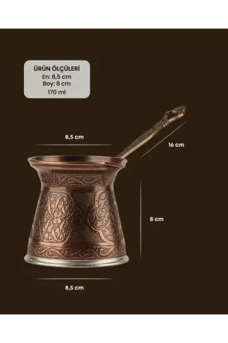 Desenli Döküm Cezve 4 Kişilik- İndüksiyonlu Ocaklara Uyumlu 170 Ml - bakır - 8