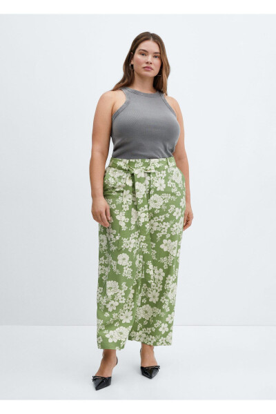 Desenli fiyonklu pantolon - Yeşil - 8