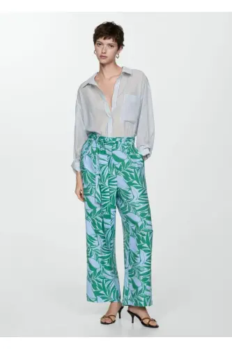 Desenli fiyonklu pantolon - Yeşil - MANGO WOMAN (1)