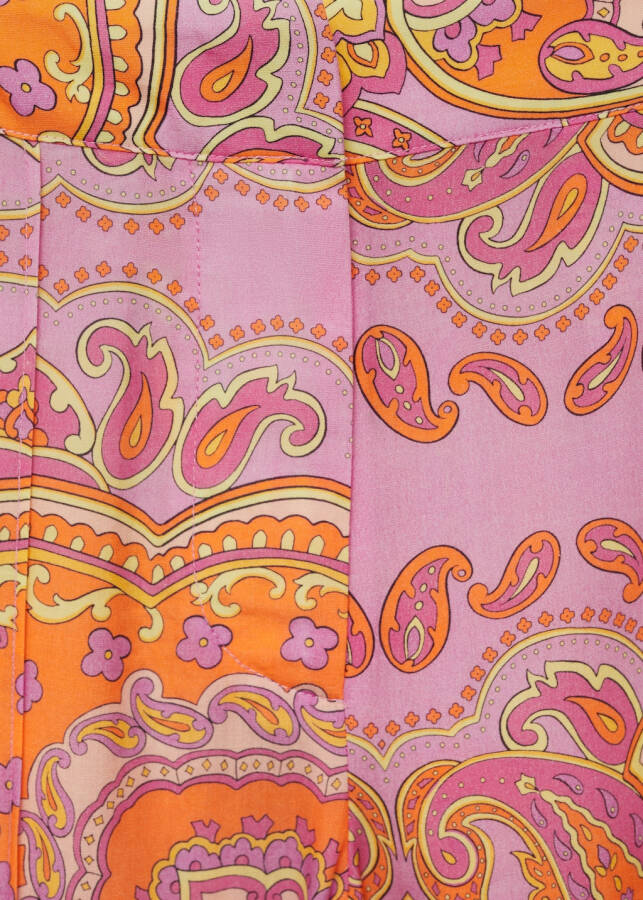 Desenli lyocell pantolon - Pembe - 6