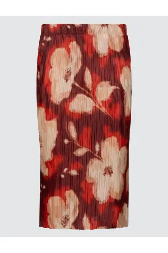 Desenli Normal Bel Floral Desenli Örme Midi Etek - Desenli - 6