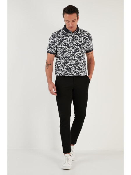 Antrasit Desenli Pamuklu Slim Fit Polo Tişört 646B3550-Antrasit - 4