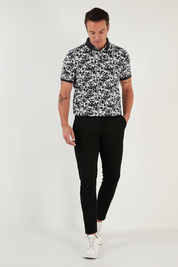 Antrasit Desenli Pamuklu Slim Fit Polo Tişört 646B3550-Antrasit - 14