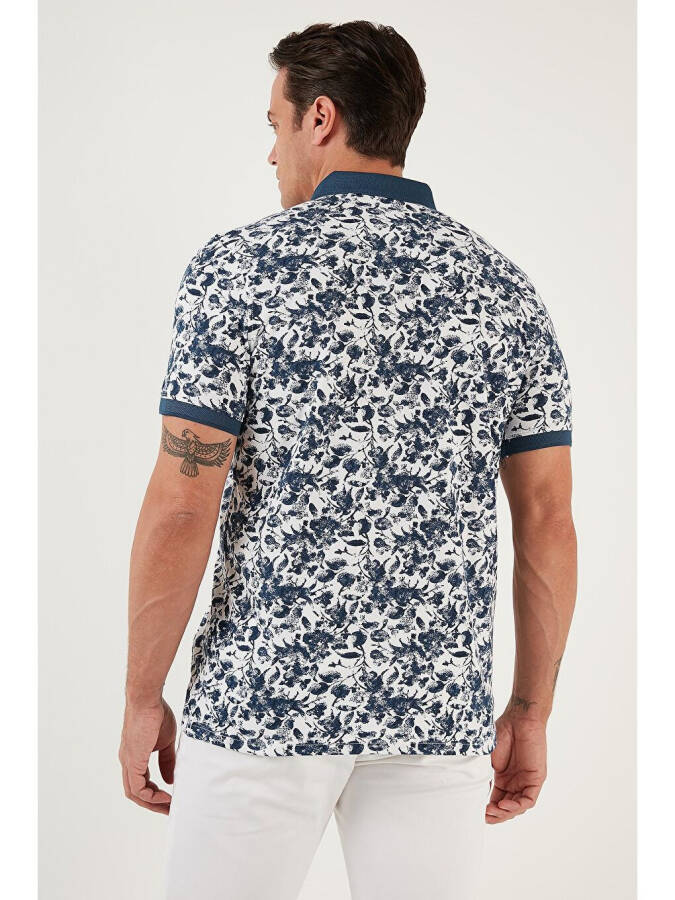 Lacivert Desenli Pamuklu Slim Fit Polo Tişört 646B3550-Lacivert - 5