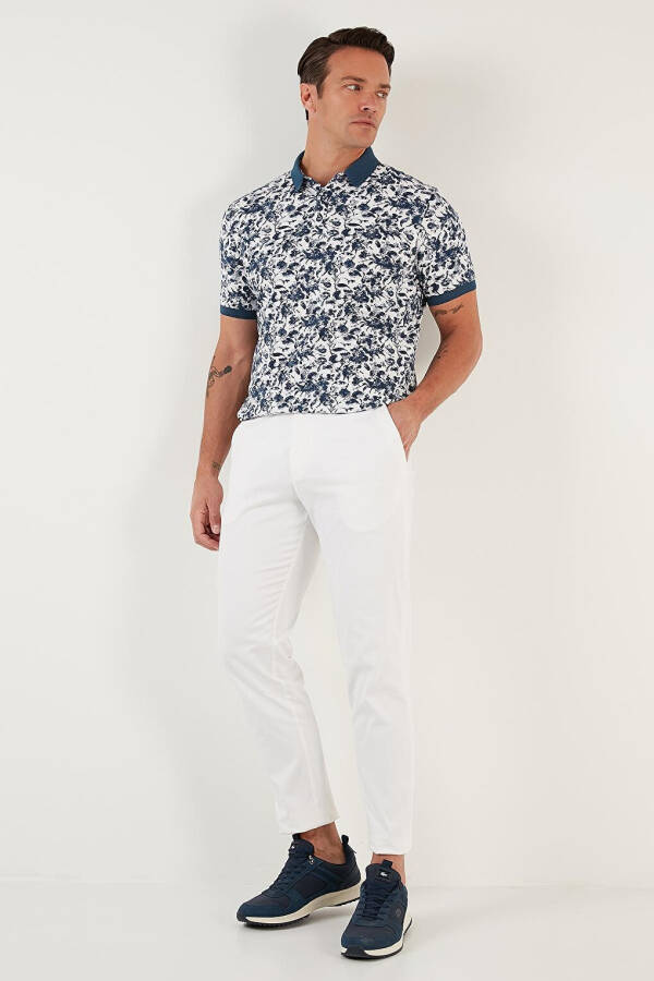 Lacivert Desenli Pamuklu Slim Fit Polo Tişört 646B3550-Lacivert - 14