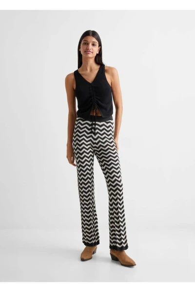 Desenli pantolon-Siyah - MANGO TEEN (1)