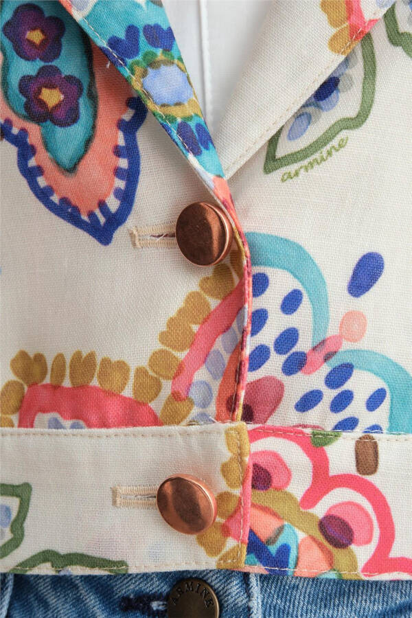 Armine Beli Tokalı Desenli Ceket 24Y5407 Pembe - 11