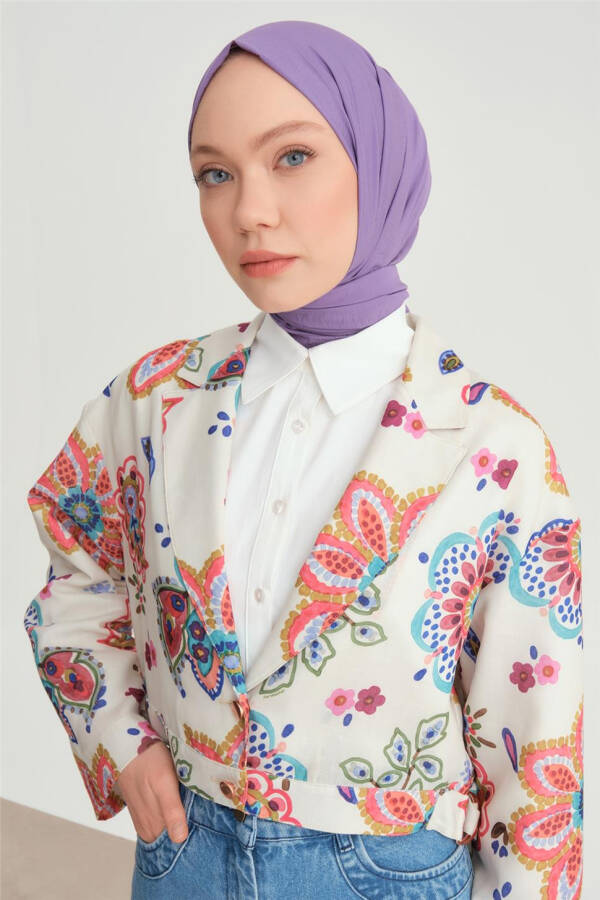 Armine Beli Tokalı Desenli Ceket 24Y5407 Pembe - 4
