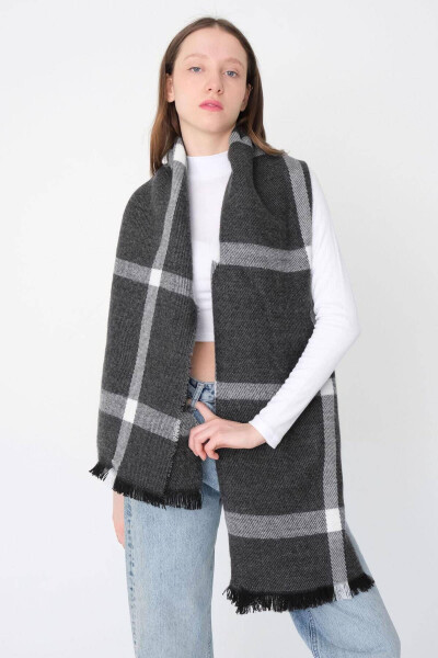 Desenli Şal Şal2021-a4-Füme - ADDAX