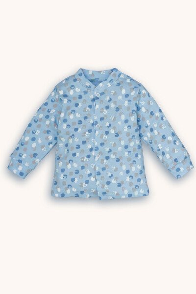 Desenli Şapkalı Çıtçıtlı Üst Ve Pantolon 3lü Takım-mavi - 2