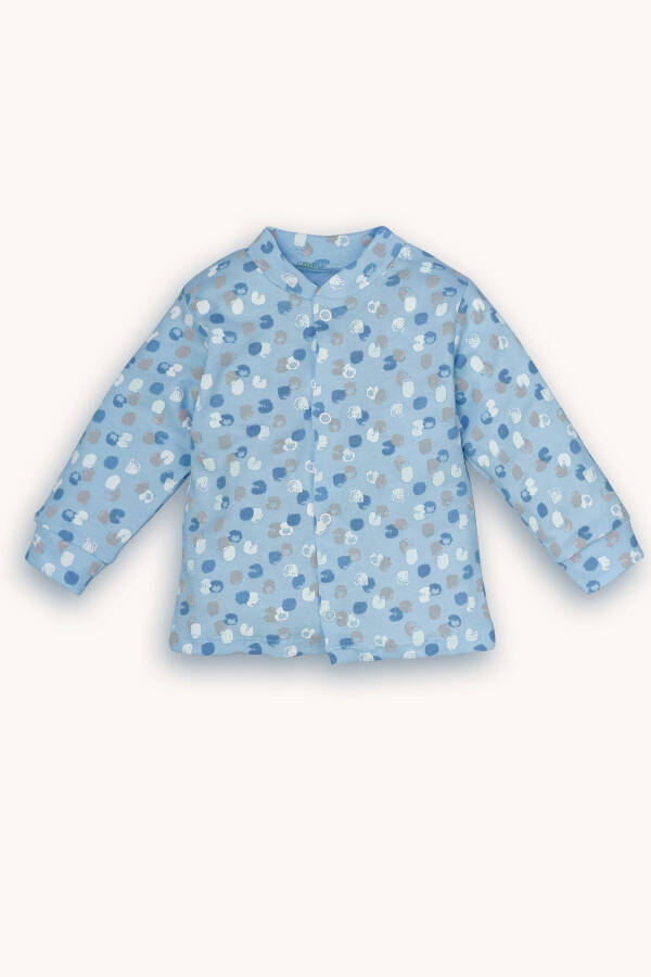 Desenli Şapkalı Çıtçıtlı Üst Ve Pantolon 3lü Takım-mavi - 2