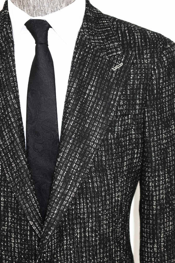 Desenli Slim Fit Spor Siyah Erkek Ceket - Wessi - Siyah - 2
