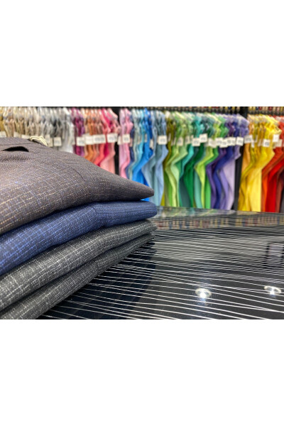 Desenli Slimfit Kumaş Pantolon-Koyu Kacivert - PERECOMA CORCOTTI (1)