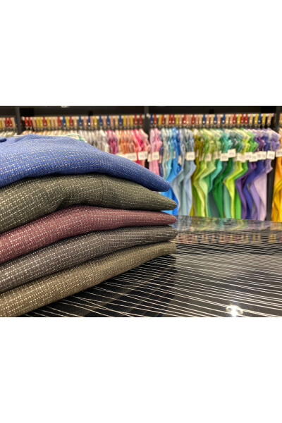 Desenli Slimfit Kumaş Pantolon-Vizon - 3