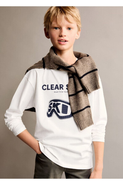 Desenli uzun kollu tişört - MANGO KIDS